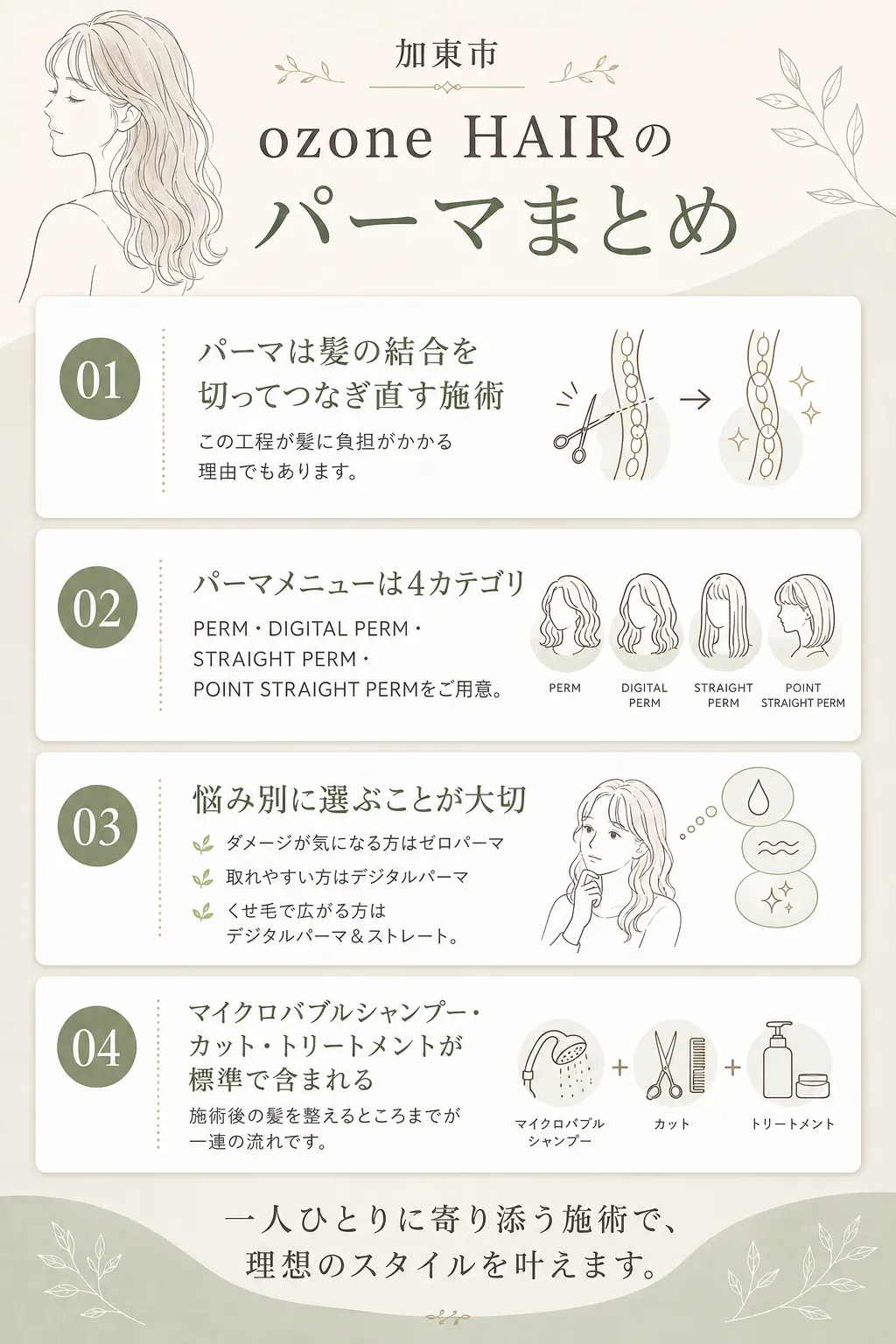 加東市ozone HAIRのパーマまとめ